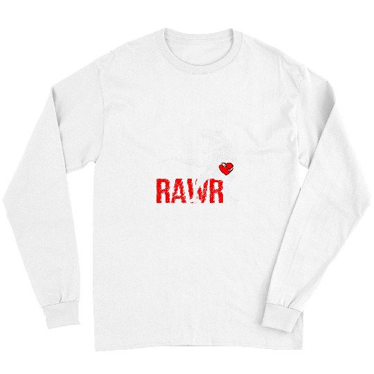 Dinosaur Pet RAWR Dinosaur T rexs Love Valentines Day Red Hearts His Hers Long Sleeves