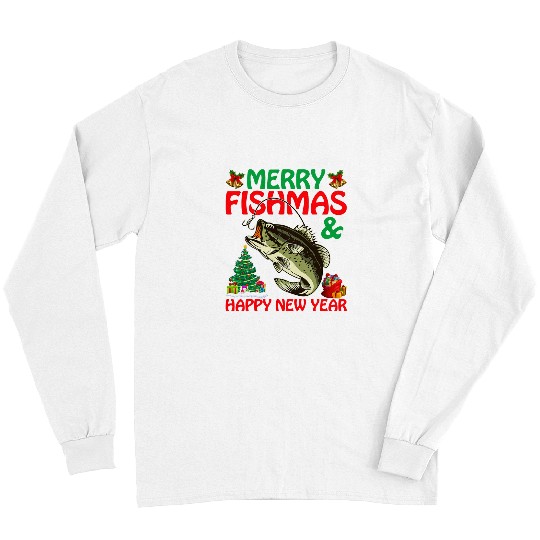 Fishing Fun Bass Fishing Merry Fishmas And Happy New Year Christmas 6 Long Sleeves