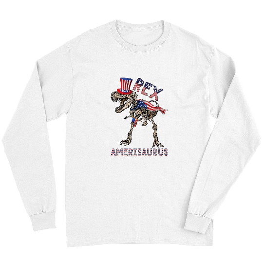 Dinosaur Pet Amerisaurus T rexs Funny Kids Teens Boy 4th Of July Long Sleeves