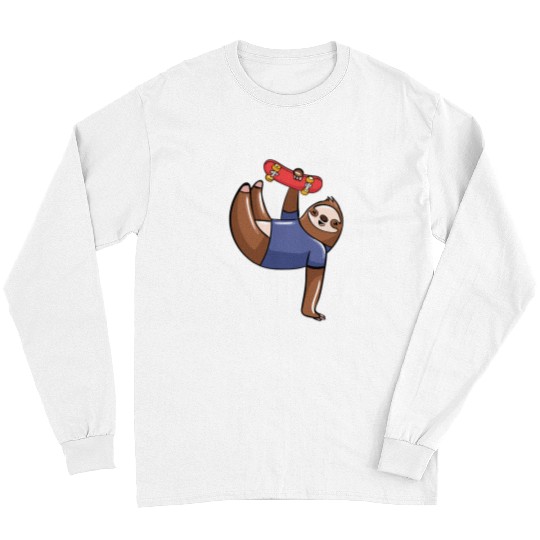 Sloth Pet Gift Skating Lover Gift Skateboarding Gifts Long Sleeves