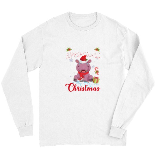 Hippo Pet I Want A Hippopotamus For Christmas Funny Hippo xmass Holiday Long Sleeves
