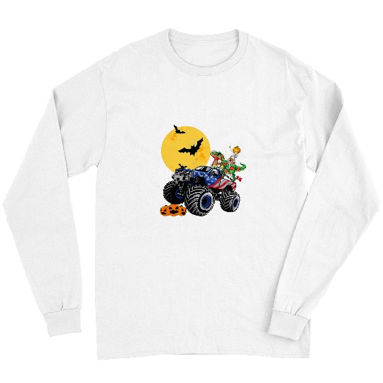 Dinosaur Pet Halloween Monster Truck Crash Pumpkin Dinosaur T rexs Boys Long Sleeves