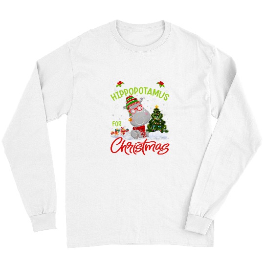 Hippo Pet I Want A Hippopotamus For Christmas Lights Hippo xmass Pajama 366 Long Sleeves