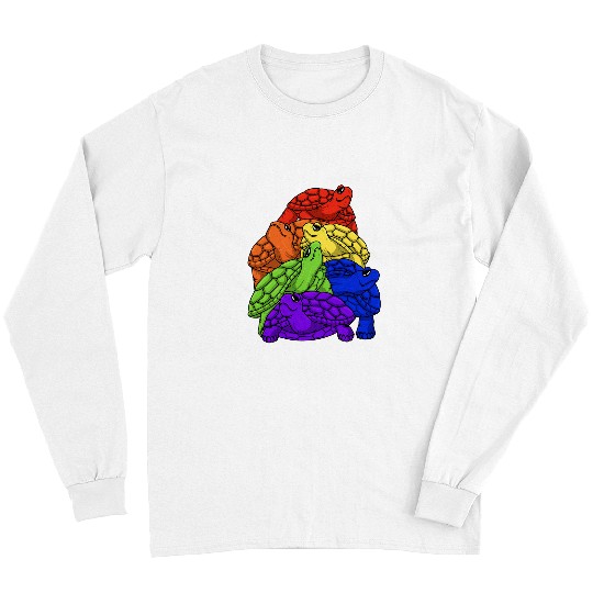 Turtle Pet LGBT Gay Pride Rainbow Flag Turtle Stack LGBT Long Sleeves
