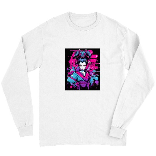 Japanese Geisha Artistry Graphic Extravaganza Long Sleeves