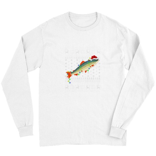 Fishing Fun xmass Lighting Santa Ugly Brook Trout Fish Christmas 659 Long Sleeves
