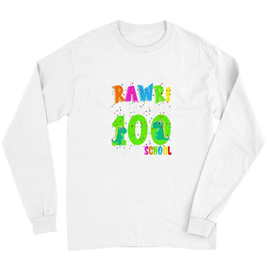 Dinosaur Pet Rawr I Survived 100 Days Of School Funny Trex Dinosaur Kids Long Sleeves