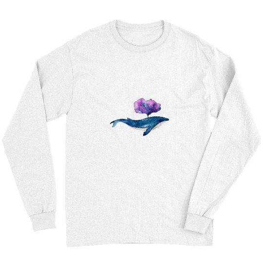 Whale Pet Humpback Whale Marine Life Ocean Nature Sea Blue Waves 3 Long Sleeves
