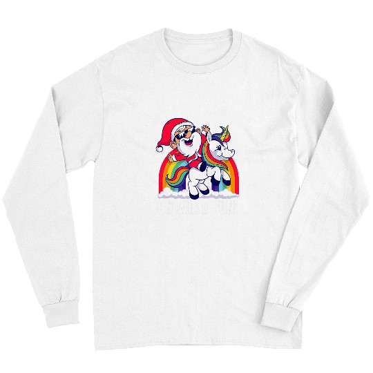 Unicorn Pet Oh What Fun Funny Christmas Santa Rainbow Unicorn 1 Long Sleeves