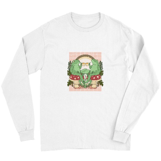 Frog Pet Cottagecore Aesthetic Frog Mushroom Forest Toad Tea Mycology Long Sleeves