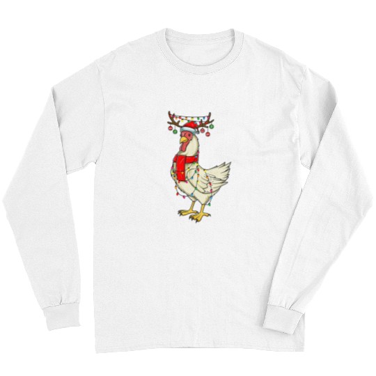 Chicken Pet Christmas Light Tree Reindeer xmass Santa Long Sleeves