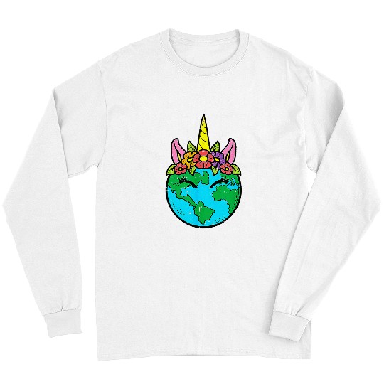 Unicorn Pet Love Our Planet Unicorn Head Earth Day Girls Toddlers Long Sleeves