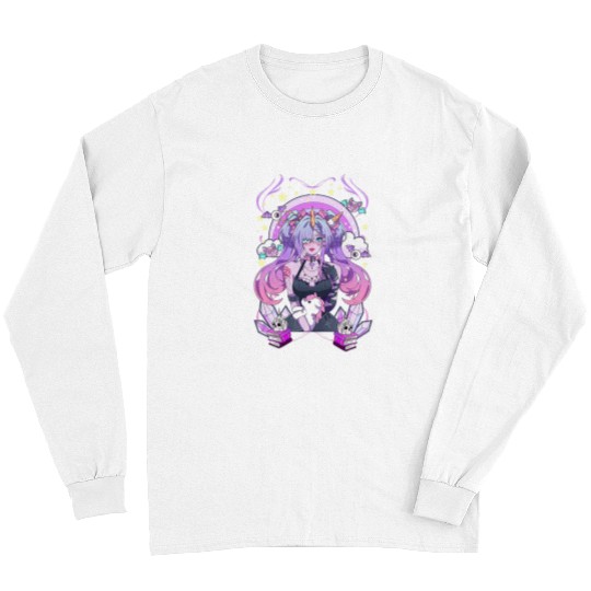 Unicorn Pet Pastel Goth Anime Girl Unicorn Gothic Kawaii Bats Crystal Long Sleeves