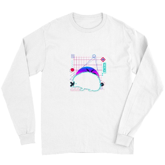 Hedgehog Pet Aesthetic Vaporwave 80s Style Hedgehogs Lover Long Sleeves