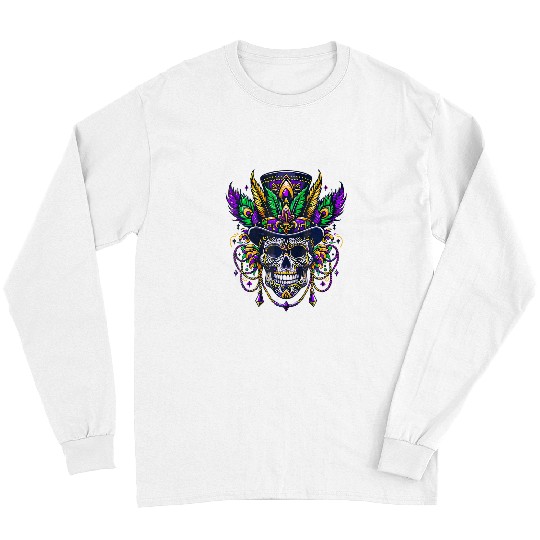 Mardi Gras Skull Top Hat New Orleans Witch Doctor Voodoo 22 Long Sleeves