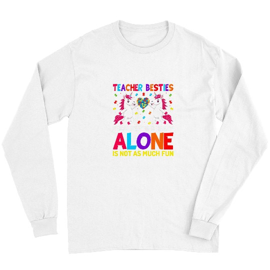 Autism Puzzle Teacher Besties Autism Awareness Autism Teacher 1 Long Sleeves