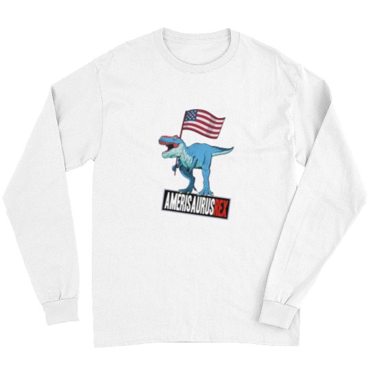 Dinosaur Pet Amerisaurus rexs American Flag Patriotic 4th Of July Long Sleeves