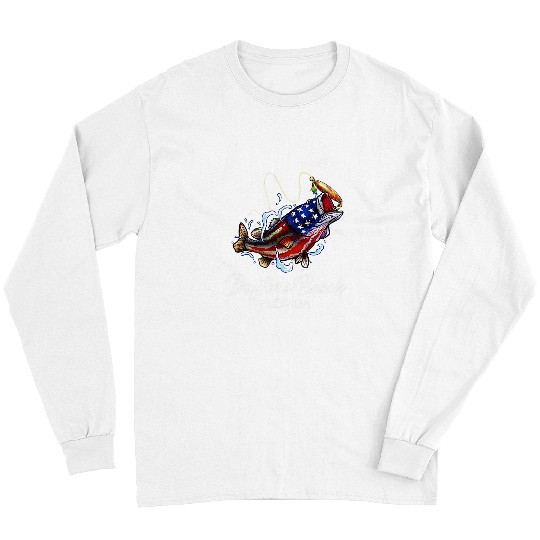 Fishing Fun Daytona Beach Florida American Flag Bass Fish Fishing Long Sleeves