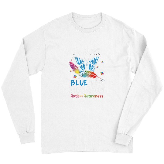 Autism Puzzle Butterfly Colorful Puzzle Blue For Son Long Sleeves