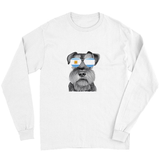 Schnauzer Pet Miniature Schnauzer Dog Argentina Flag Sunglasses Long Sleeves