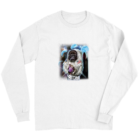 Gorilla Pet Gorilla in Astronaut Suit Space Shuttle Moon Long Sleeves