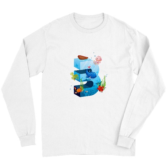 Whale Pet Kids 3 Year Old Ocean Life Whale Dolphin Shark 3rd Birthday 9 Long Sleeves