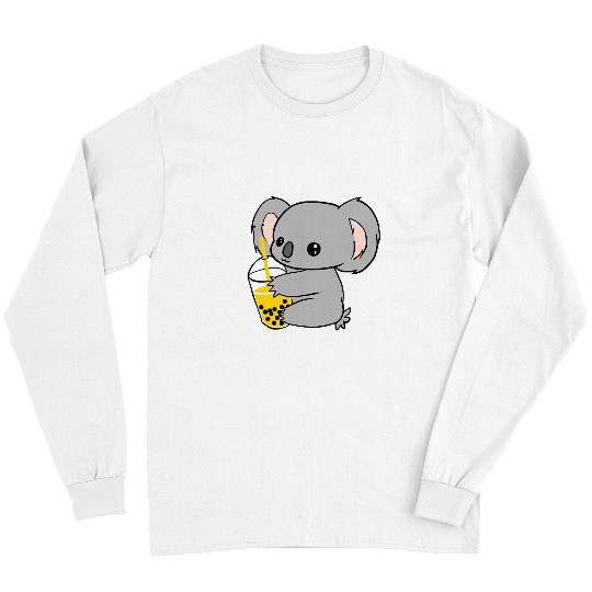 Koala Pet Kawaii Koala with Boba Bubble Tea Lover Anime Kids Gifts Long Sleeves