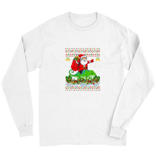 Chameleon Pet xmass Pajamas Ugly Santa Riding Chameleon Christmas Long Sleeves