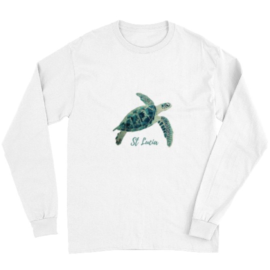 Turtle Pet St Lucia Tribal Sea Turtle Surfer Scuba Diving Saint Lucia Long Sleeves