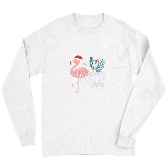 Flamingo Pet in Santa Hat Christmas in July Long Sleeves