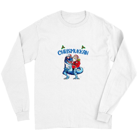 Dinosaur Pet Happy Chrismukkah Jewish xmass Hanukkah T Rex Long Sleeves