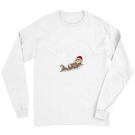Otter Pet Otters Funny Matching Couple His and Her Otter Half Ugly Christmas Long Sleeves
