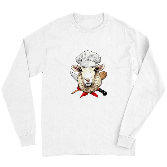 Sheep Pet Restaurant Sheep Lamb Chef Cook Kitchen Cooking Lover Farmer Long Sleeves