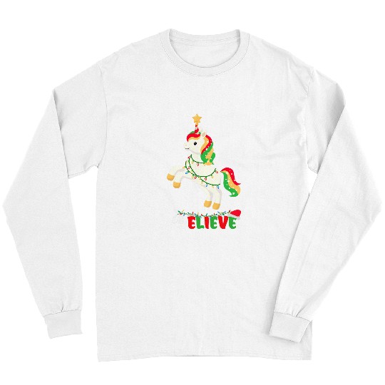 Unicorn Pet Believe in Christmas Unicorn Cute Kids Magical Unicorn Tee Long Sleeves