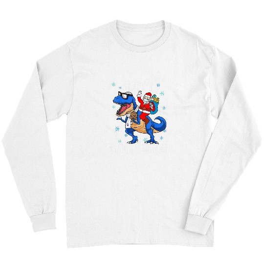 Dinosaur Pet Happy Chrismukkah Dinosaur And Santa Christmas Long Sleeves