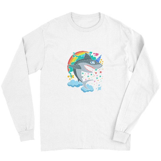 Unicorn Pet Cute Rainbow Fantasy Ocean Animal Sharkicorn Shark Long Sleeves