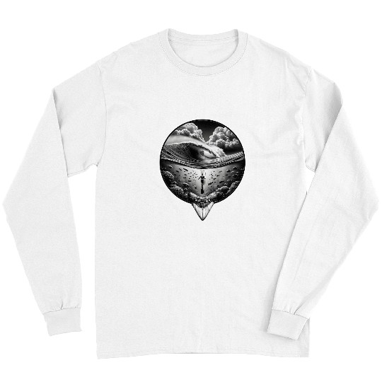 Fishing Fun Dive frees Swim Ocean Shark Tooth Spear Fisherman Marine life Long Sleeves