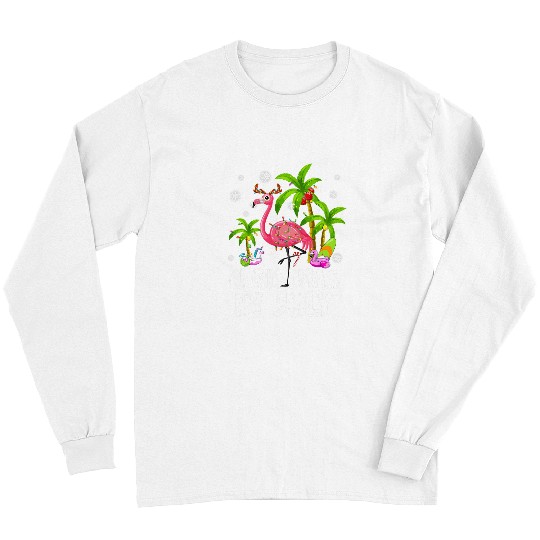 Flamingo Pet Christmas In July Flamingo Palm Tree Beach Summer Vacation Long Sleeves