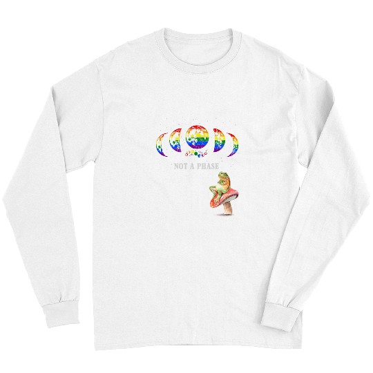 Frog Pet Not A Phase Gay Pride Cottagecore Frog Moon Phase Toadstool Long Sleeves