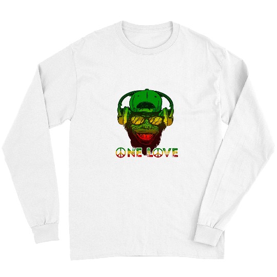 Gorilla Pet Rasta Reggae Gorilla One Love Peace Reggaeton Monkey Long Sleeves