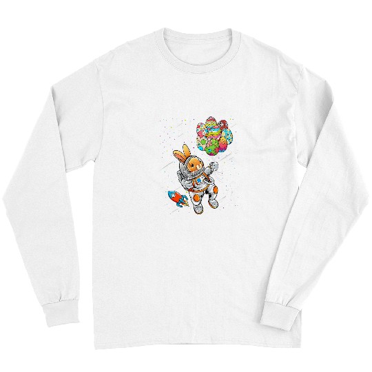Astronaut Job Rabbits Easter Day Astronaut Bunny Rabbit Planet Egg Boys Girls Kids 3 Long Sleeves