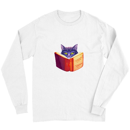 Book Fun Cat Reads Book Maine Coon Cat Holder Persian Cat Long Sleeves