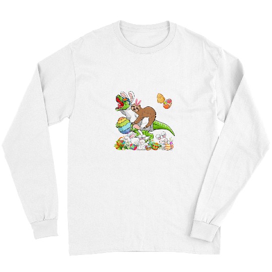 Sloth Pet Group Easter Bunnies Sloth Riding TRex Hunting Eggs Long Sleeves