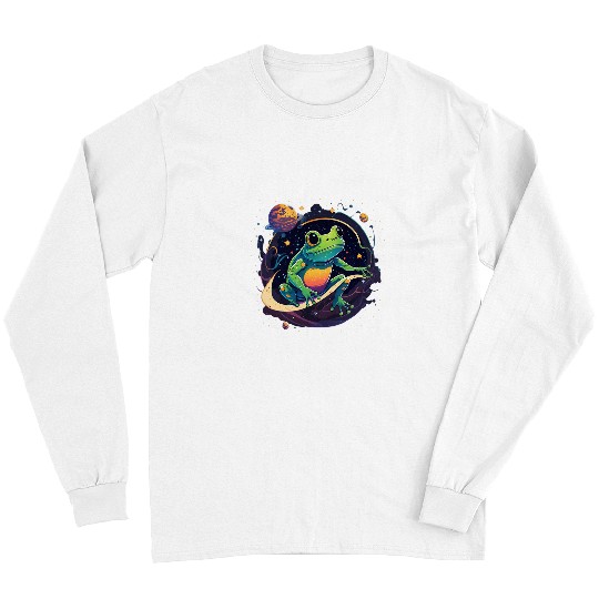 Frog Pet Outer Space Frog on Galaxy Astronaut Frog Long Sleeves