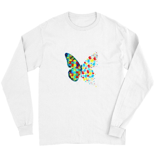 Autism Puzzle Butterfly Puzzle Piece Autism Support Long Sleeves