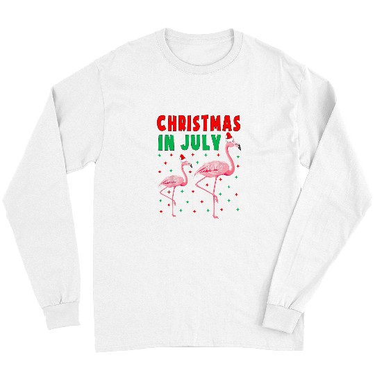 Flamingo Pet in Santa Hat Christmas In July 7 Long Sleeves