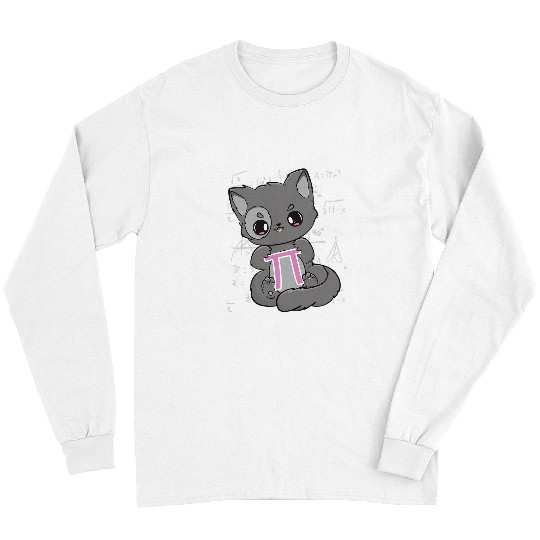 Book Fun Cat Pi Day Book Feline Meow Neko 314159 Mathematic Geometry Long Sleeves