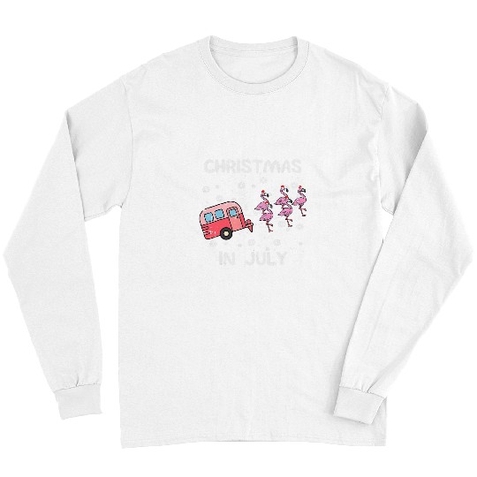 Flamingo Pet Christmas In July Flamingo Trailer Summer xmass Camp Long Sleeves