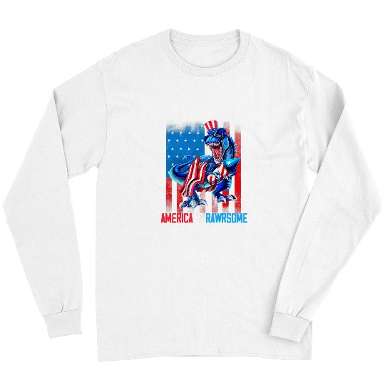 Dinosaur Pet T rexs 4th Of July America Is Rawrsome Fireworks Long Sleeves