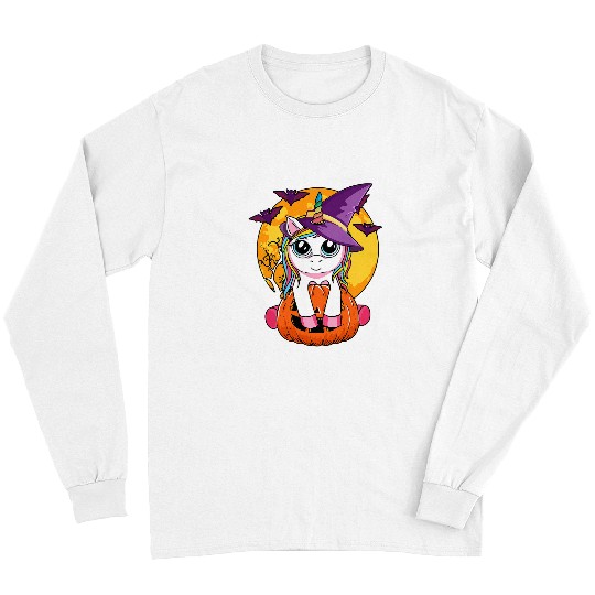 Unicorn Pet Cute Halloween Girls Kids Witchy Unicorn Halloween 3 Long Sleeves